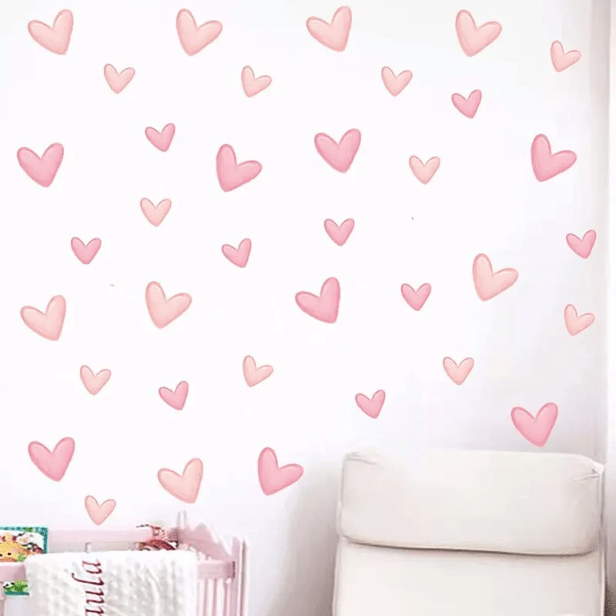 Montegoni Wandsticker Kinder 60 Stück Rosa Herzform Selbstklebend - Bild 2