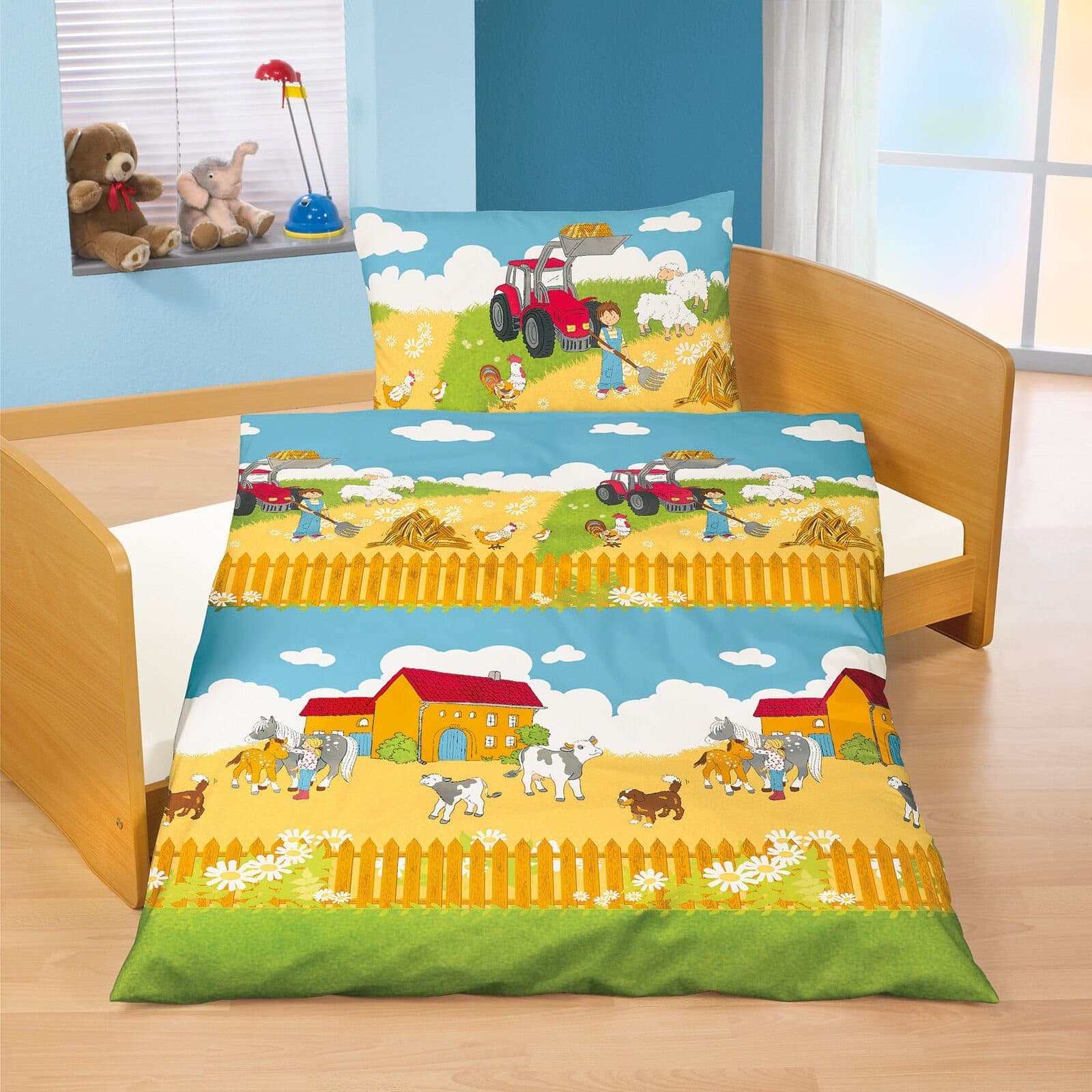 BIERBAUM Babybettwäsche Bauernhof Motiv 100% Baumwolle Renforce