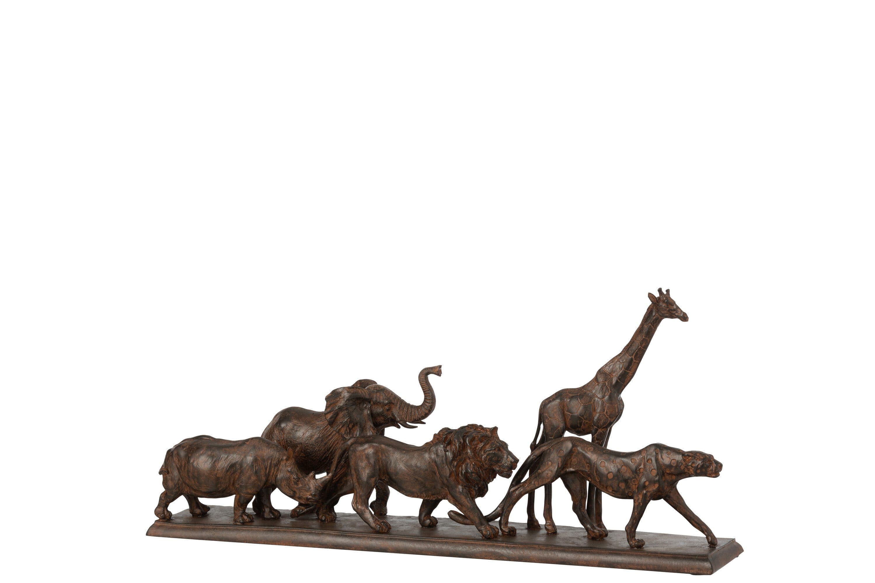 J-line Tierfigur 5 Tiere Afrika Elefant Giraffe Braun - Bild 2