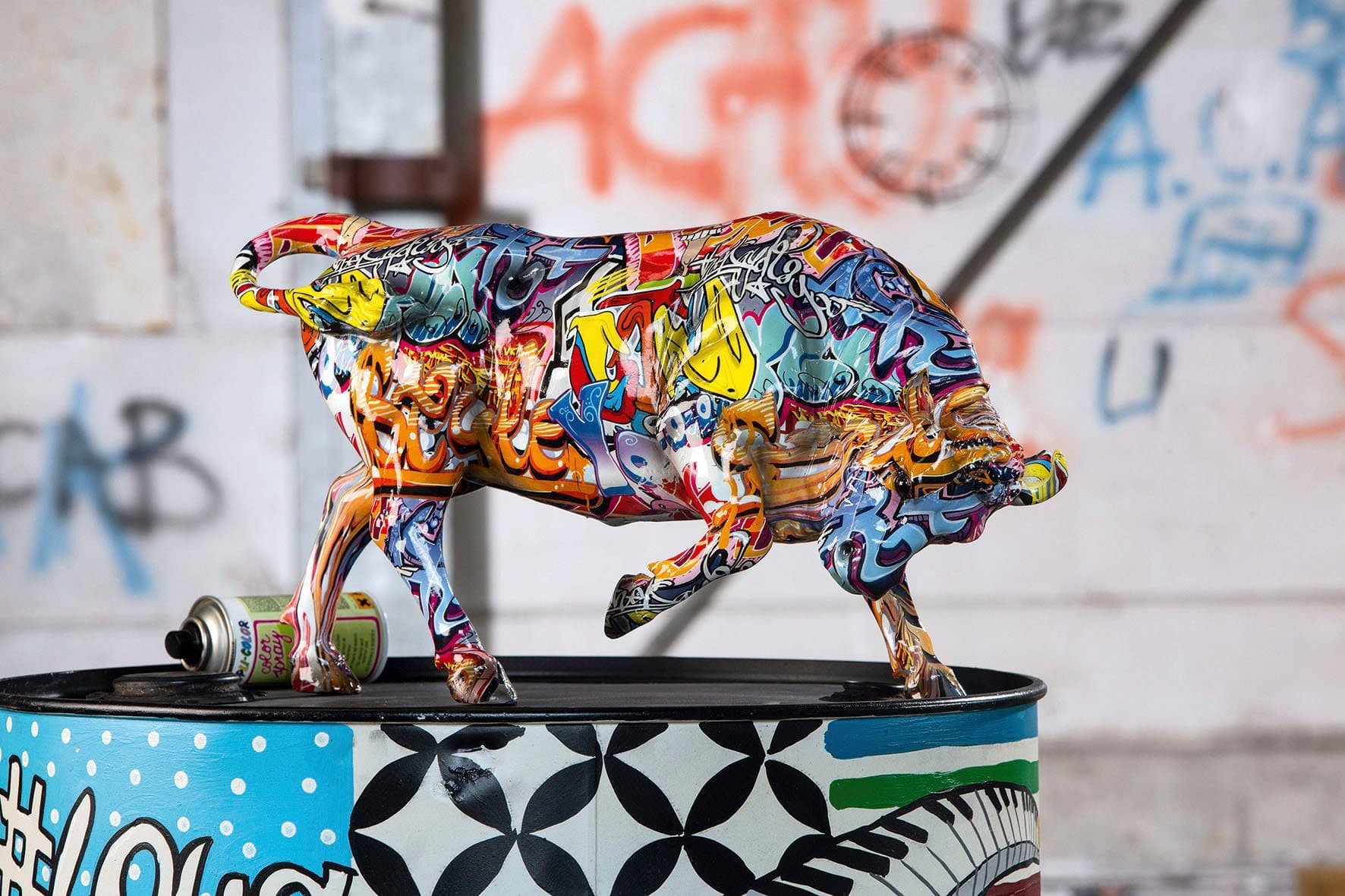 CASABLANCA BY GILDE Stier Street Art Dekofigur Bunt Kunstharz - Bild 2