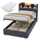 REDOM Polsterbett grau mit LED, USB & Bettkasten Bild 2