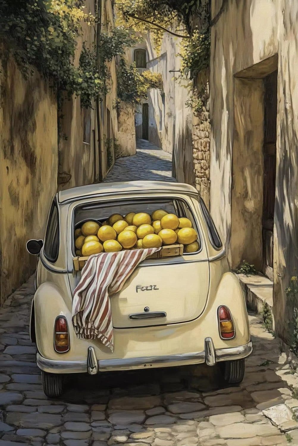 TPFLiving Leinwandkunstdruck Italienische Landschaft mit Zitronen und Blumen - Bild 2