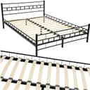 TECTAKE Metallbett Schwarz mit integriertem Lattenrost Bild 2