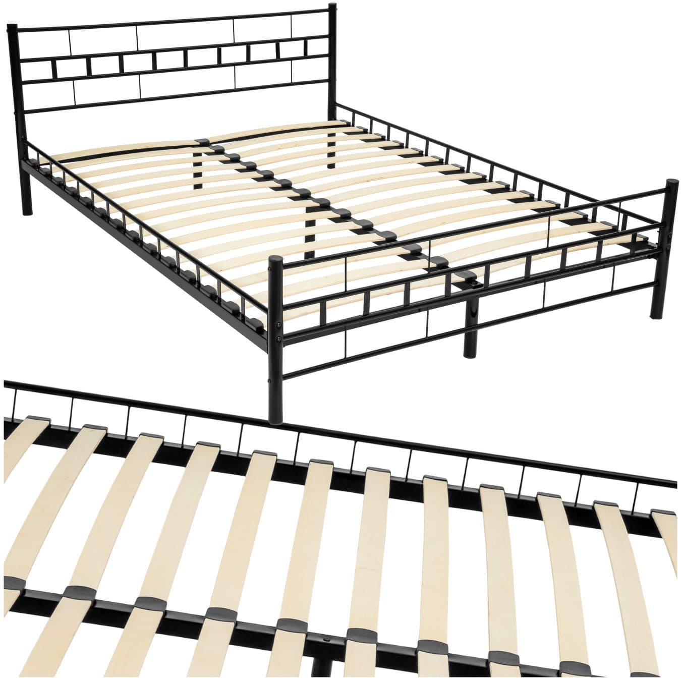 TECTAKE Metallbett Schwarz mit integriertem Lattenrost - Bild 2