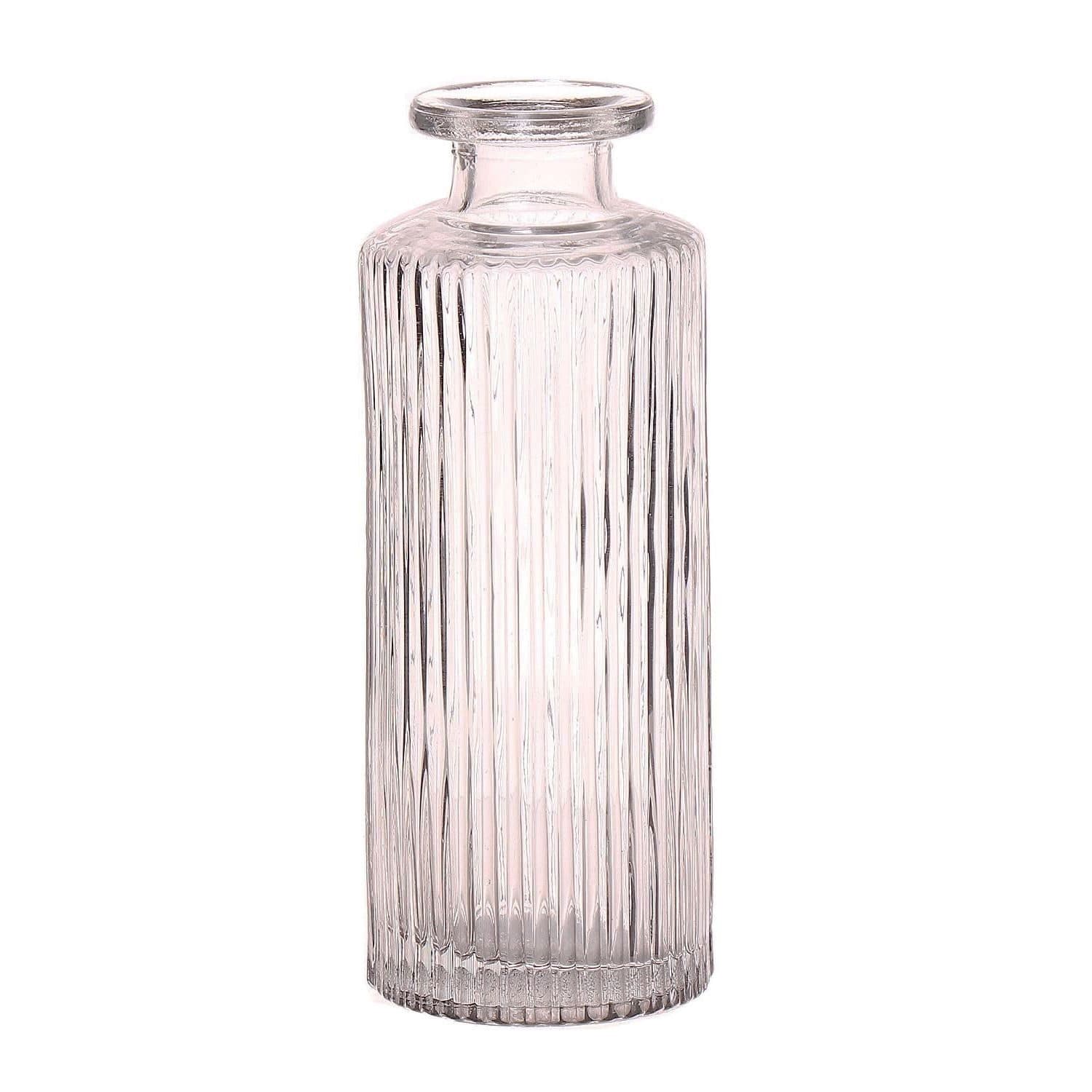 INNA-Glas Flaschenvase Emanuela Glas Rillenmuster Transparent