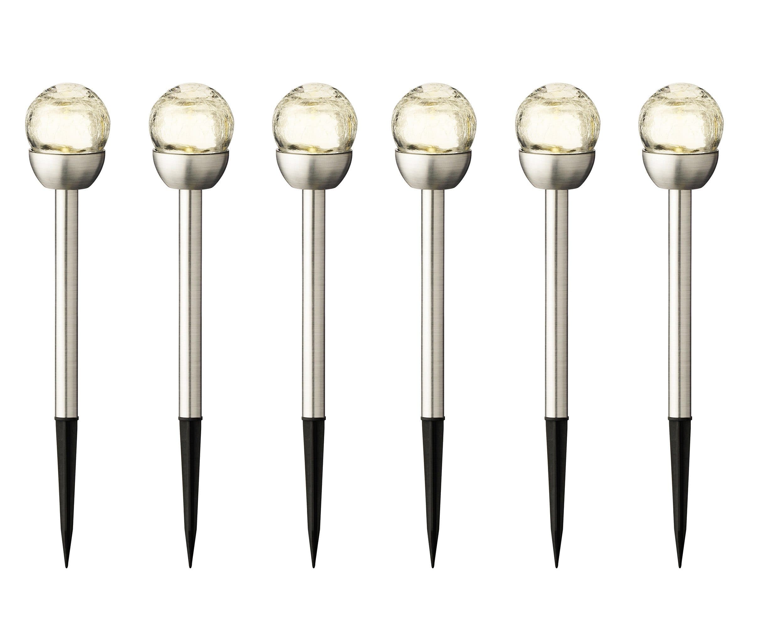 Lumineo LED Solarleuchte Gartenstecker 24cm Edelstahl Warmweiß 6er Set - Bild 2