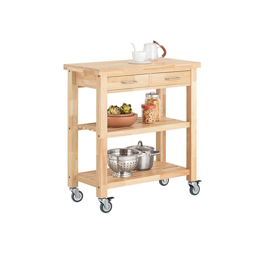 SoBuy Küchenwagen FKW24 Natur Kautschukholz mit Rollen - Bild 2