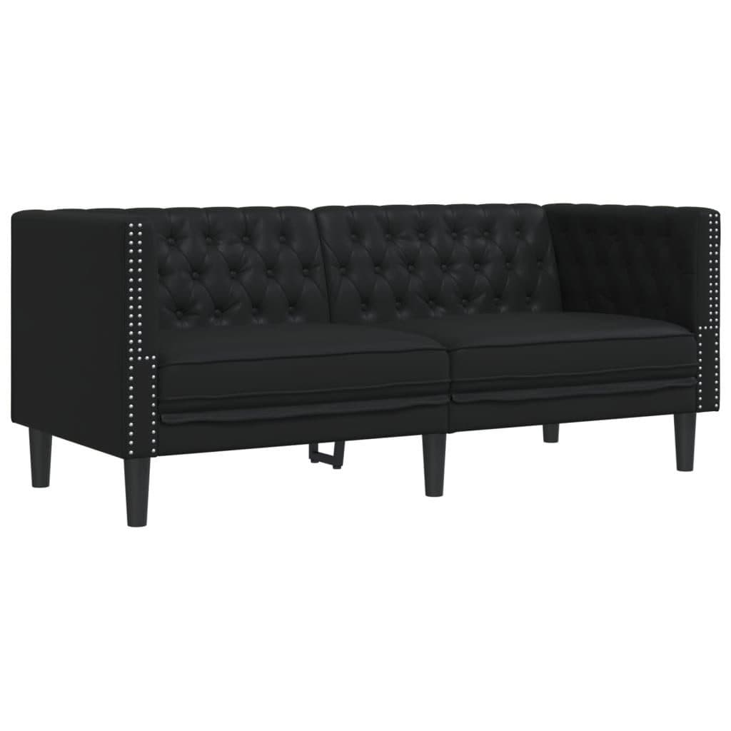 vidaXL Chesterfield-Sofa 2-Sitzer Schwarz Kunstleder - Bild 2
