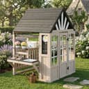 Flieks Outdoor-Spielküche Massivholz Hausform mit Wasserhahn Bild 2