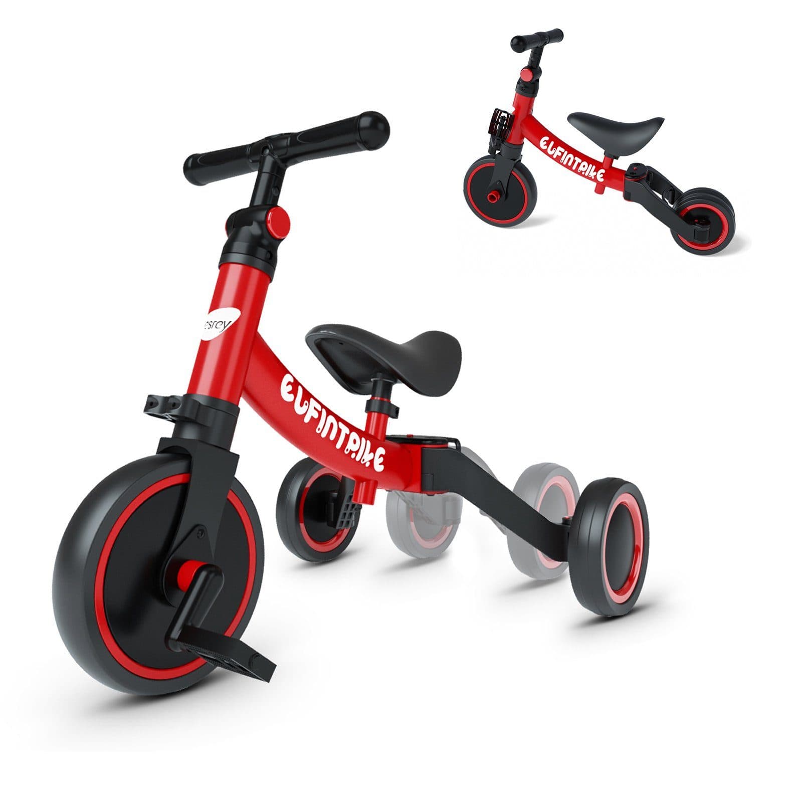 Besrey Kinderdreirad 5-in-1 Rot Stahlrahmen Kantenlos - Bild 2