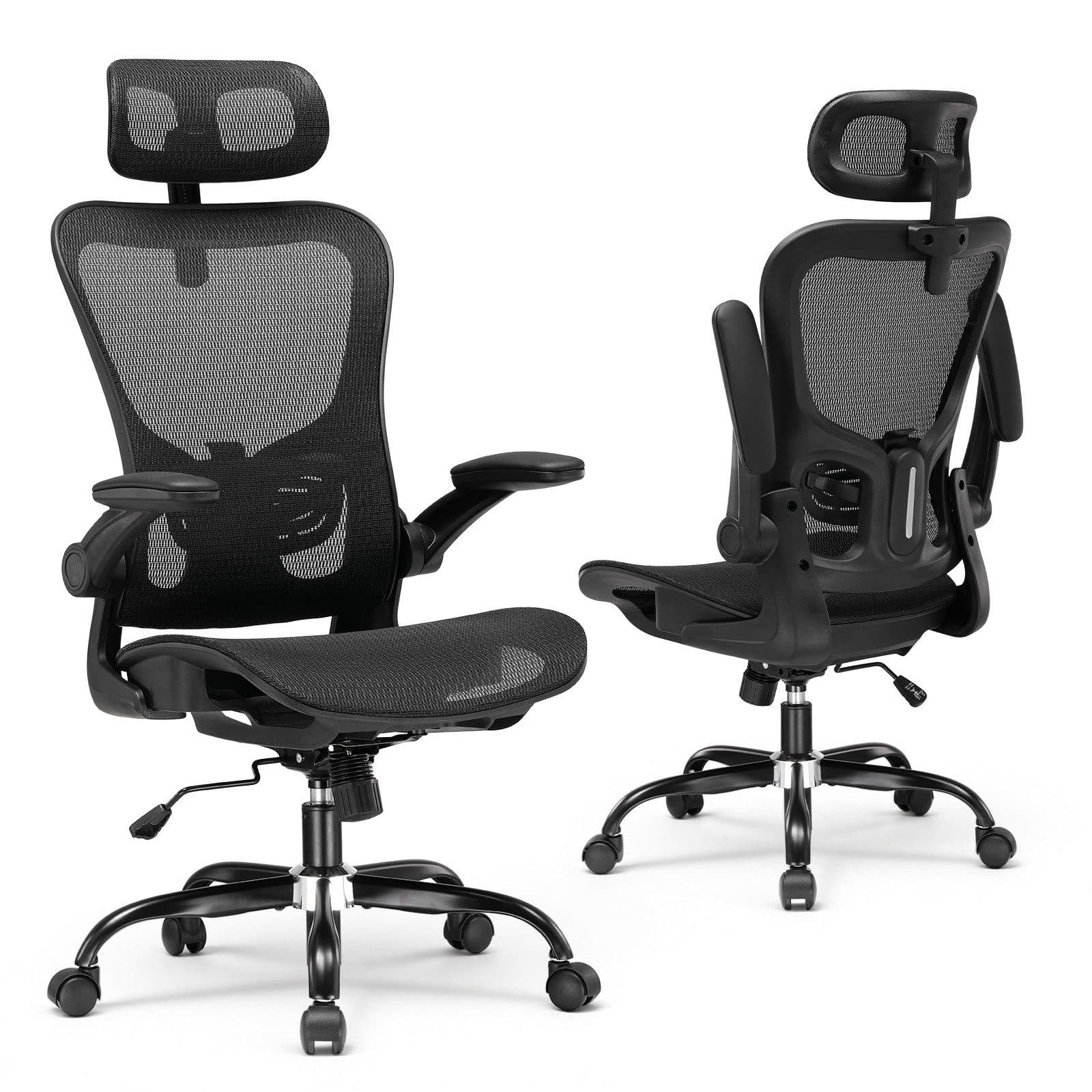 COMHOMA Bürostuhl Ergonomisch Schwarz mit Mesh und Wippfunktion - Bild 2