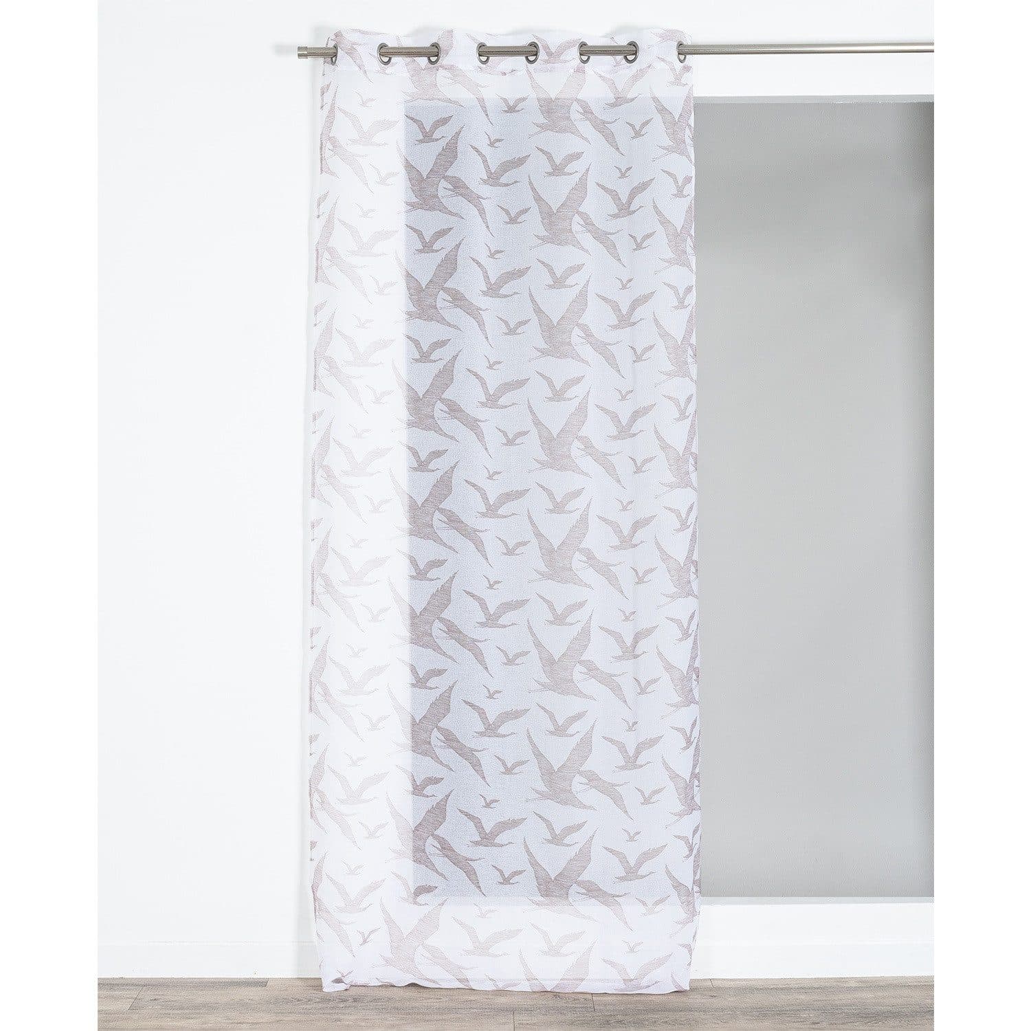 novumfix Ösengardine mit Möwen-Print Beige/Blau 140x240cm
