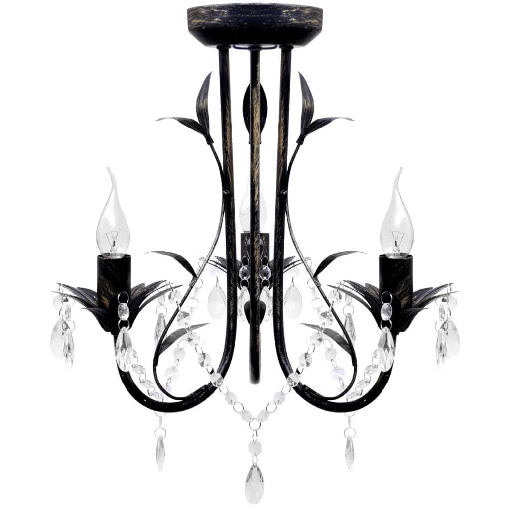vidaXL Kronleuchter Deckenlampe Art Nouveau Schwarz 3x E14 - Bild 2
