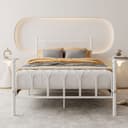 OKWISH Metallbett Einzelbett Weiß Industrieller Stil Bild 2