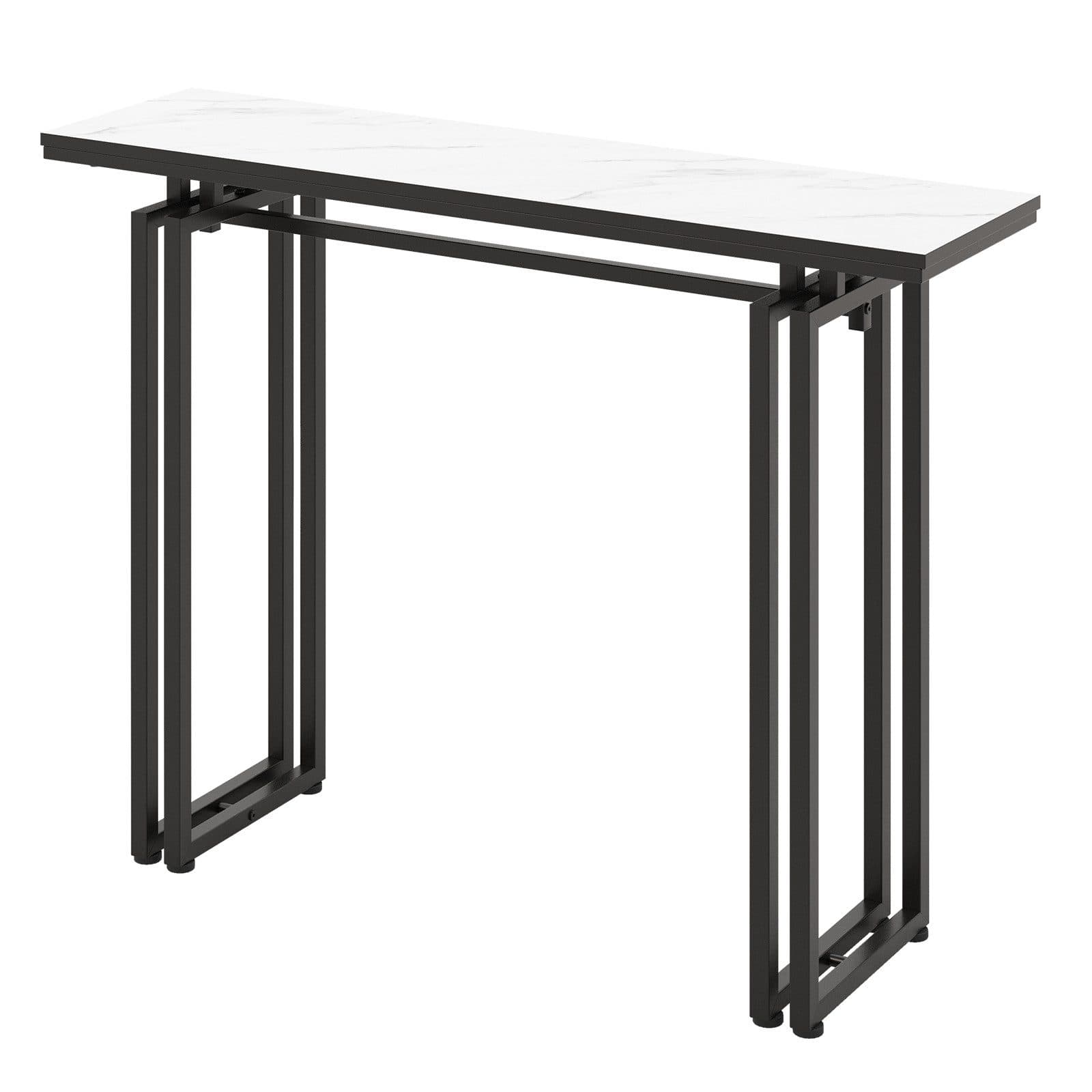 COSTWAY Konsolentisch, Kunstmarmor, Metallrahmen, 110x30x81cm, Schwarz - Bild 2
