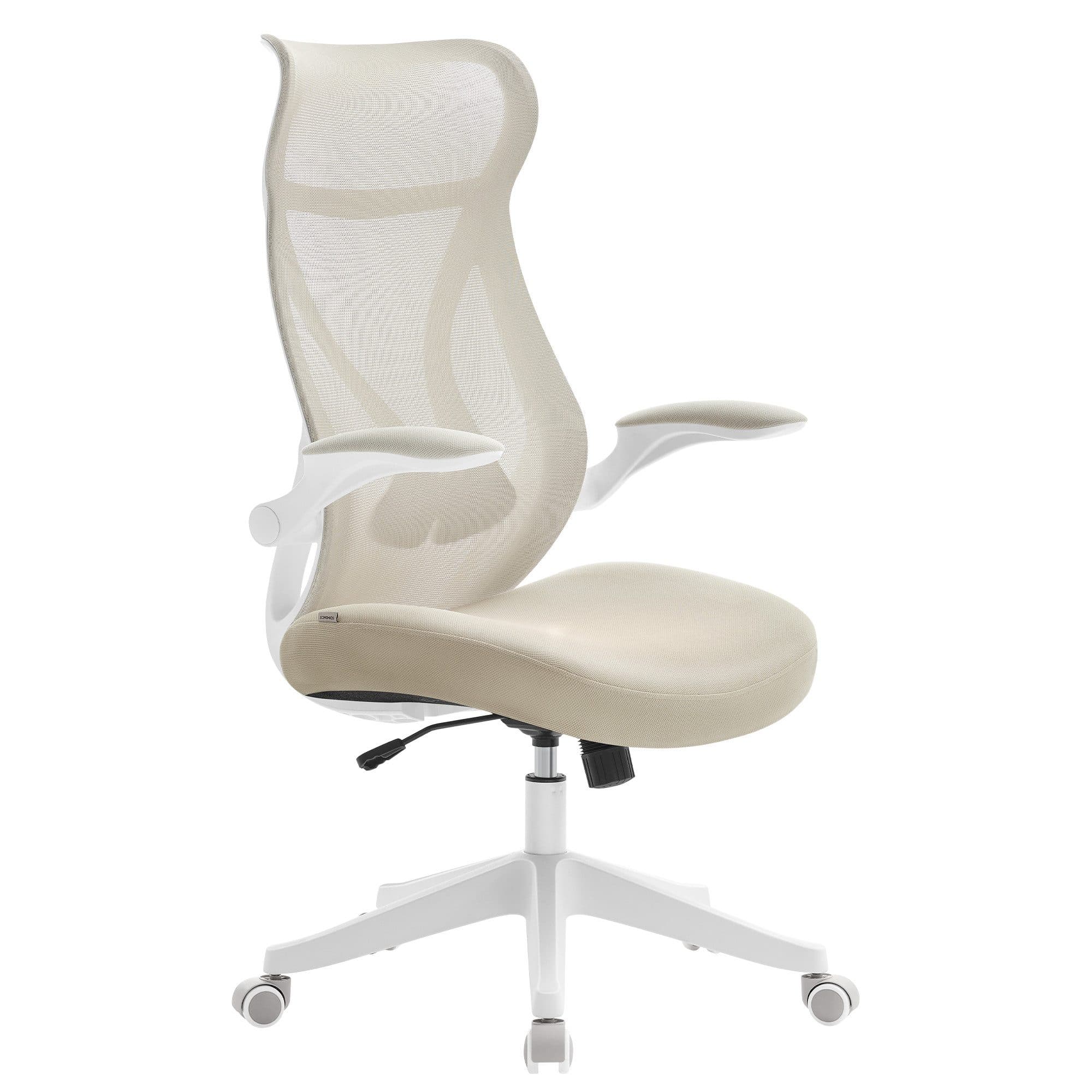 SONGMICS Bürostuhl Schreibtischstuhl Ergonomische Rückenlehne Hochklappbare Armlehnen Beige - Bild 2