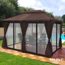 Swing&Harmonie Pavillon Minzo Braun mit LED & Solar Bild 2