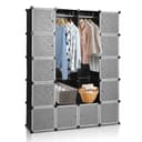 Clanmacy Kleiderschrank DIY Regalsystem Schwarz/Weiß mit Türen Bild 2