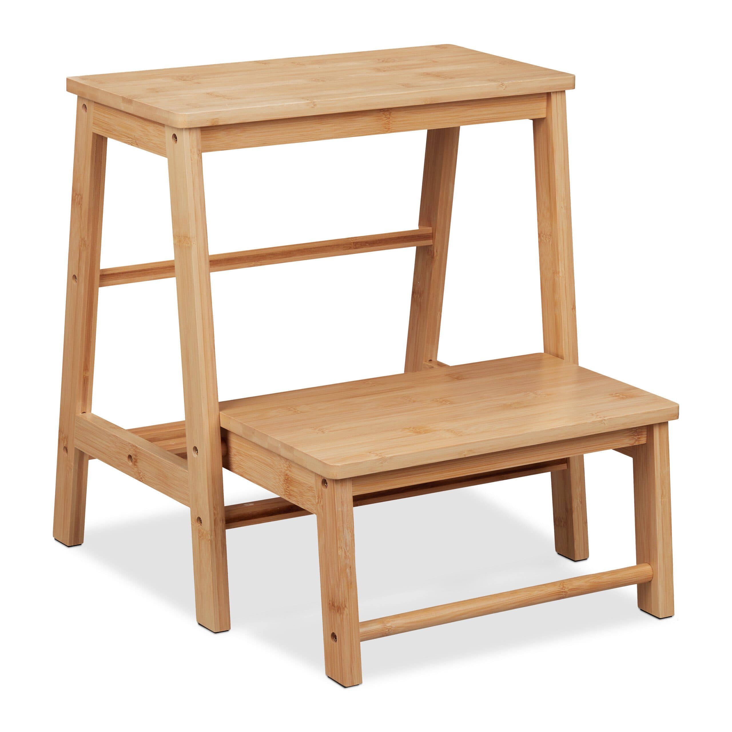relaxdays Klappbarer Tritthocker Bambus Natur 2 Stufen - Bild 2