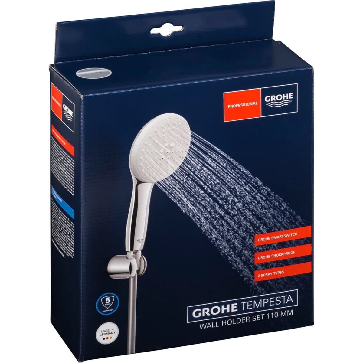 Grohe Duscharmatur Tempesta 110 Handbrause mit Wandhalter und 125 cm Schlauch