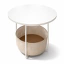 RELAXDAYS Beistelltisch Rund mit Korb Weiß-Beige Bild 2