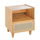 COSTWAY Nachttisch Rattan Beistelltisch mit Glastischplatte Bild 2