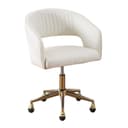 WAHSON Bürostuhl Chenille/PU-Leder Beige Ergonomisch mit Rollen Bild 2
