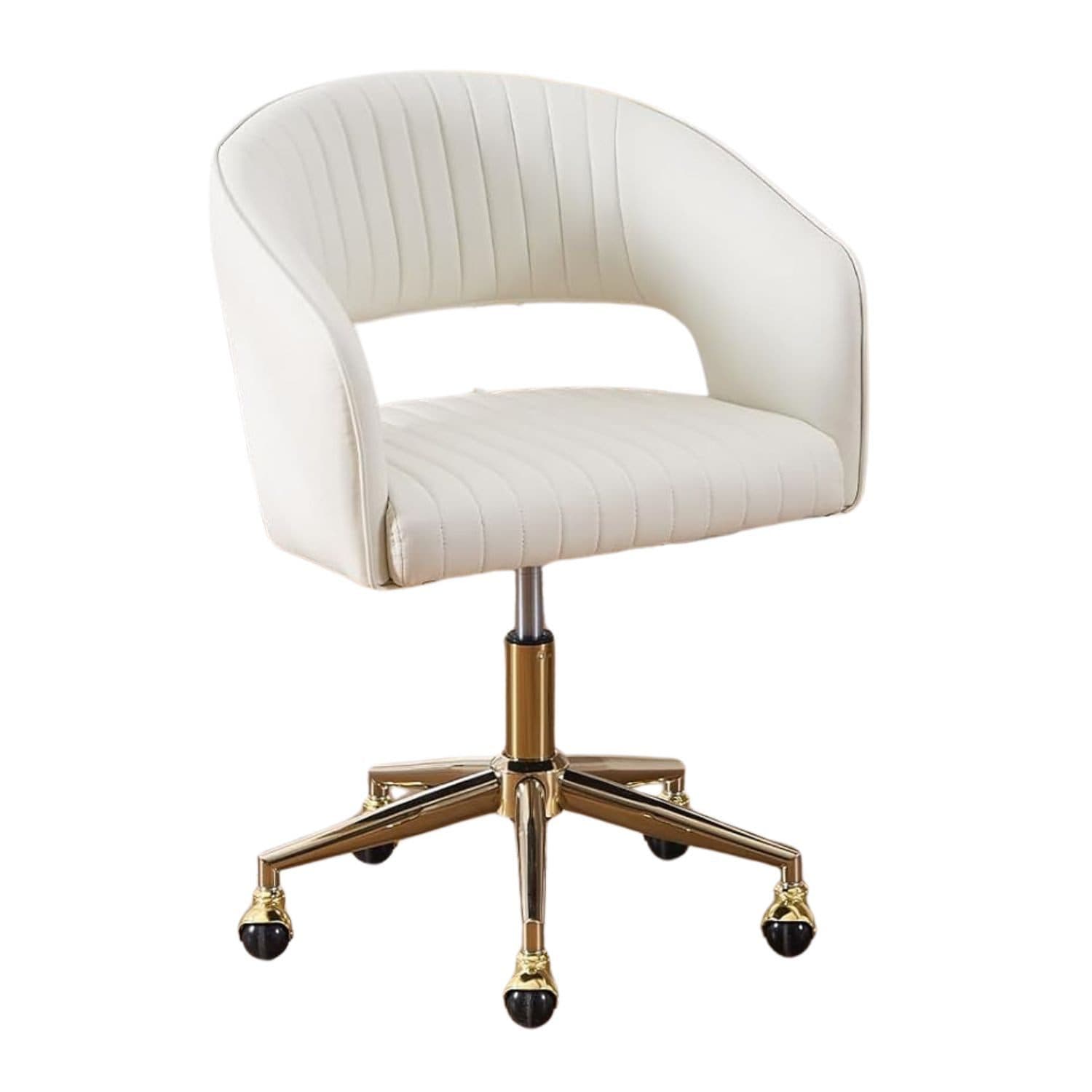 WAHSON Bürostuhl Chenille/PU-Leder Beige Ergonomisch mit Rollen - Bild 2