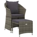 vidaXL Gartenlounge-Set 2-tlg. Grau Poly Rattan mit Kissen Bild 2