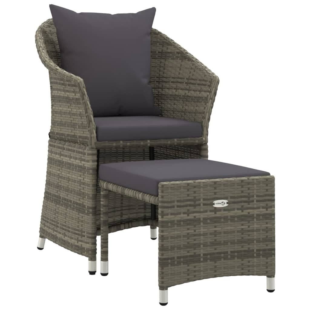 vidaXL Gartenlounge-Set 2-tlg. Grau Poly Rattan mit Kissen - Bild 2