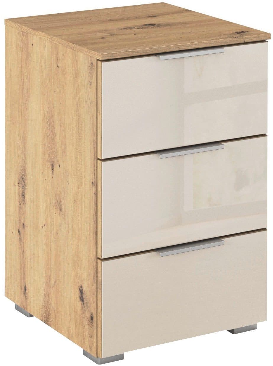OTTO HOME Nachtkommode AGORDO mit Glasfront Beige 3 Schubladen - Bild 2