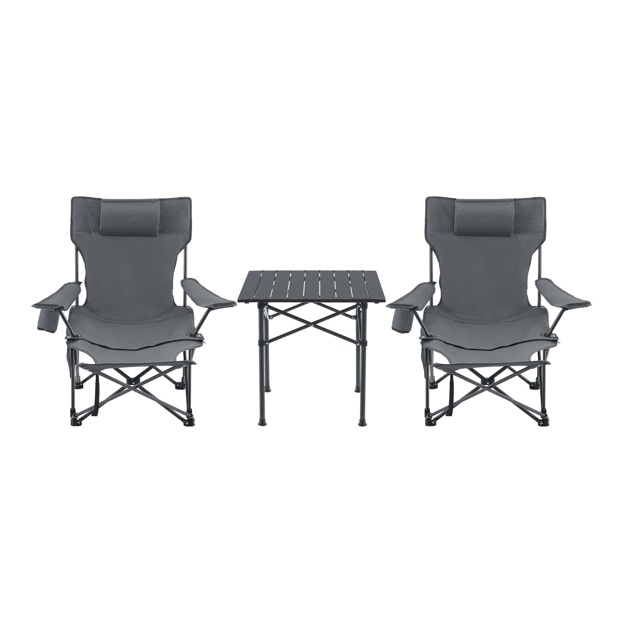 casa.pro Klappstuhl-Set 3-tlg. Grau Textilgewebe mit Tisch - Bild 2