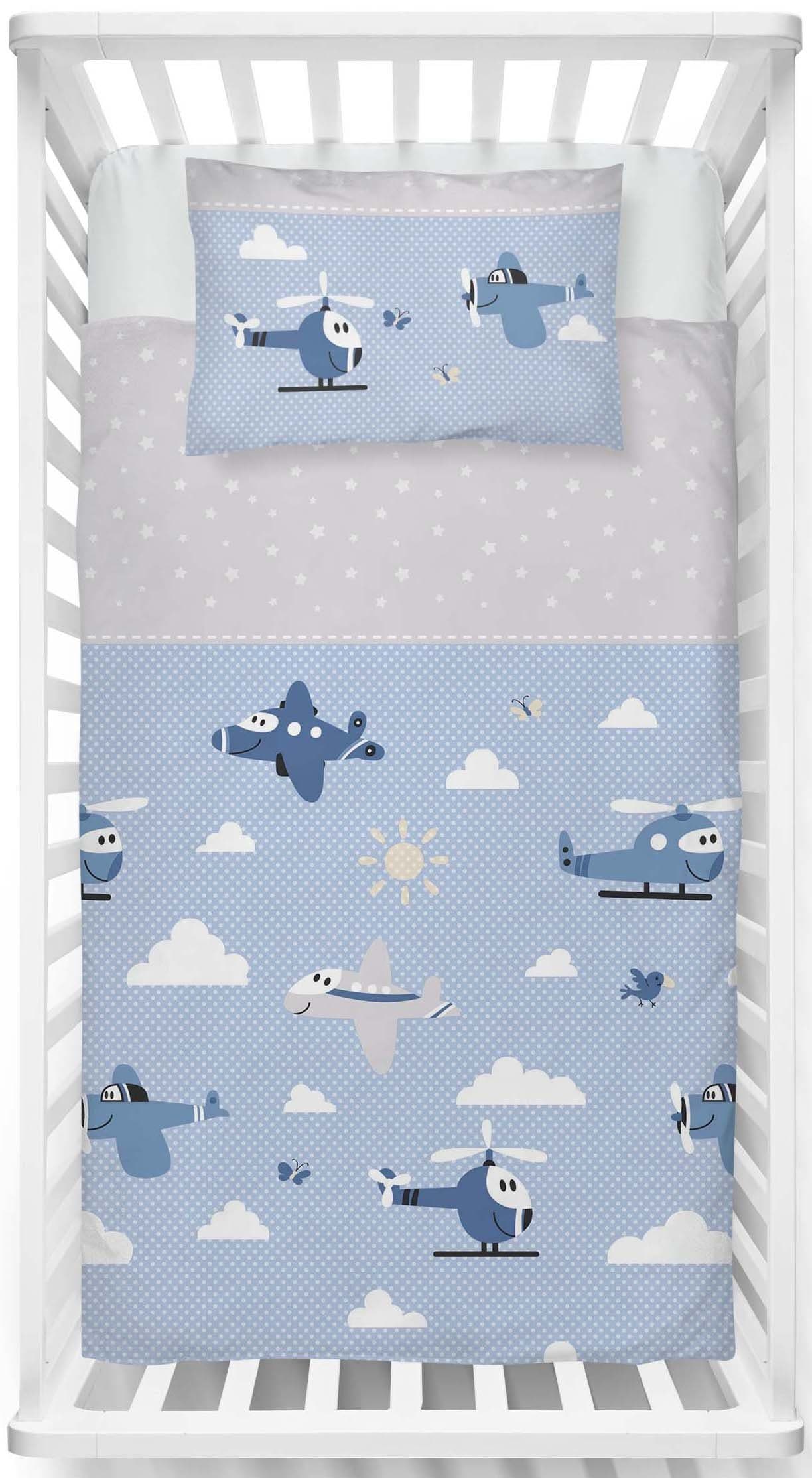 LINKHOFF Babybettwäsche Blau 100% Baumwolle Biber - Bild 2