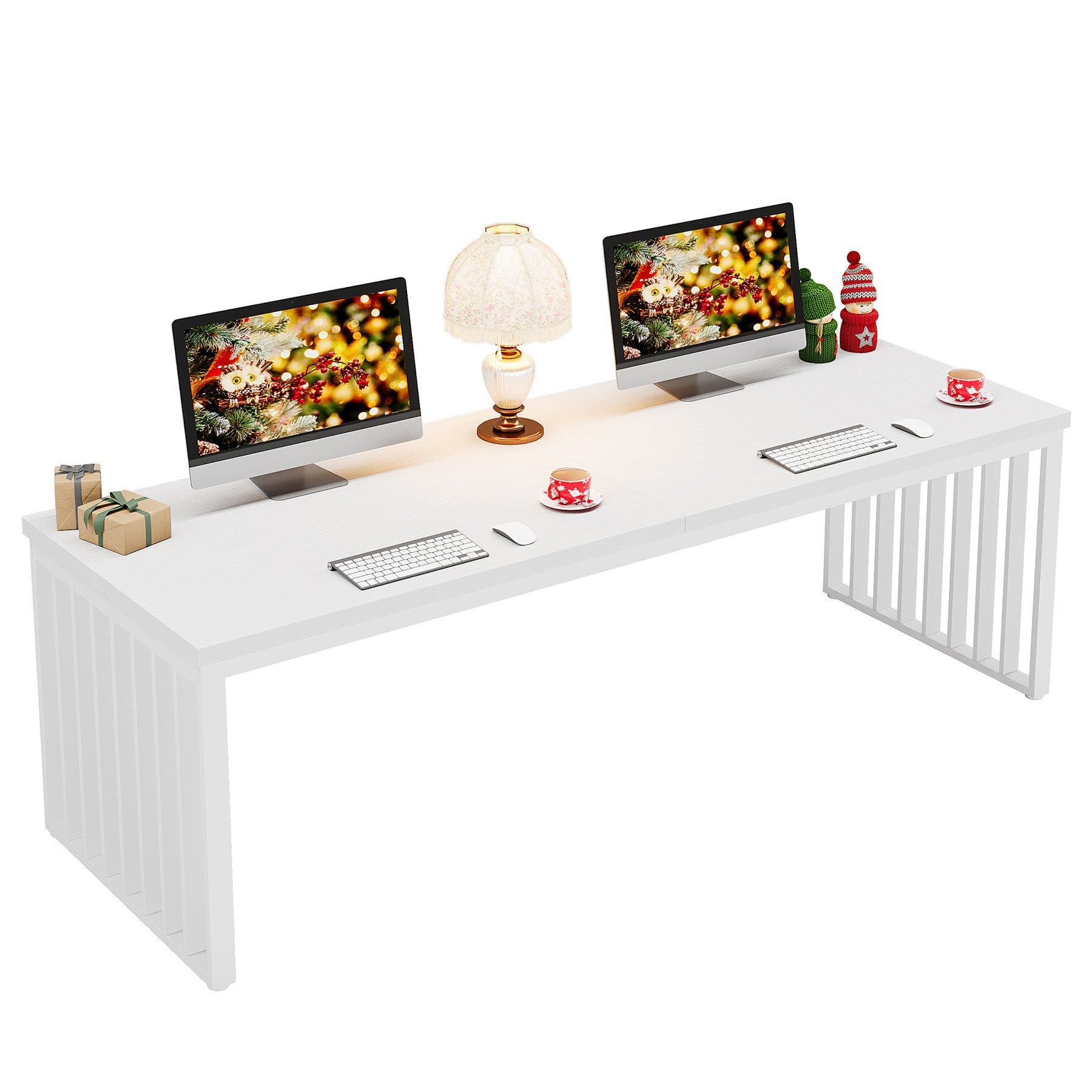 Tribesigns Schreibtisch 180 cm Computertisch Tisch Bürotisch mit Metallgestell