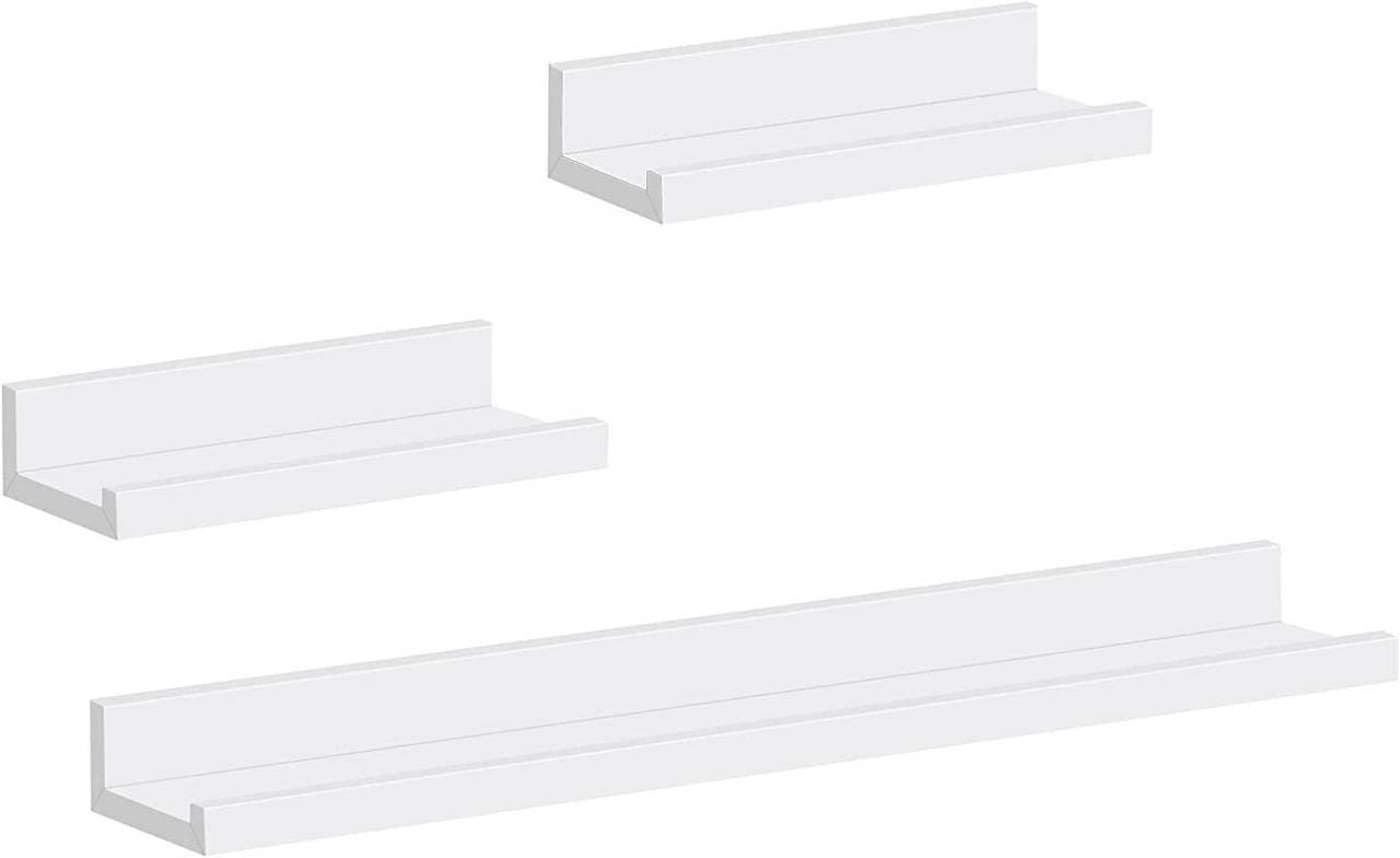 Woltu Wandregal 3-tlg. Freischwebend MDF Weiß/Schwarz/Braun - Bild 2