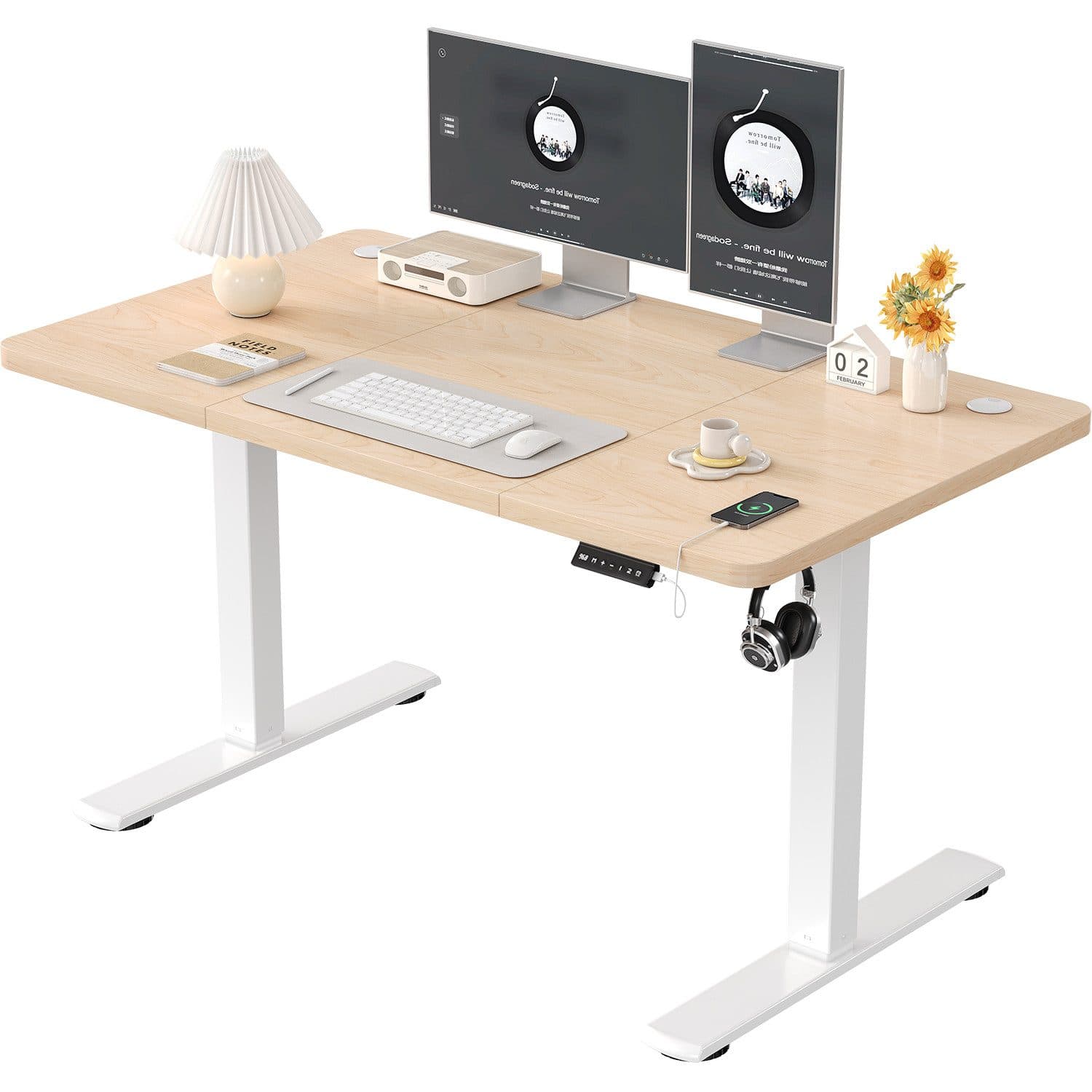 Furnicopia Höhenverstellbarer Schreibtisch mit USB-Ladefunktion und Wecker-Erinnerung - Bild 2