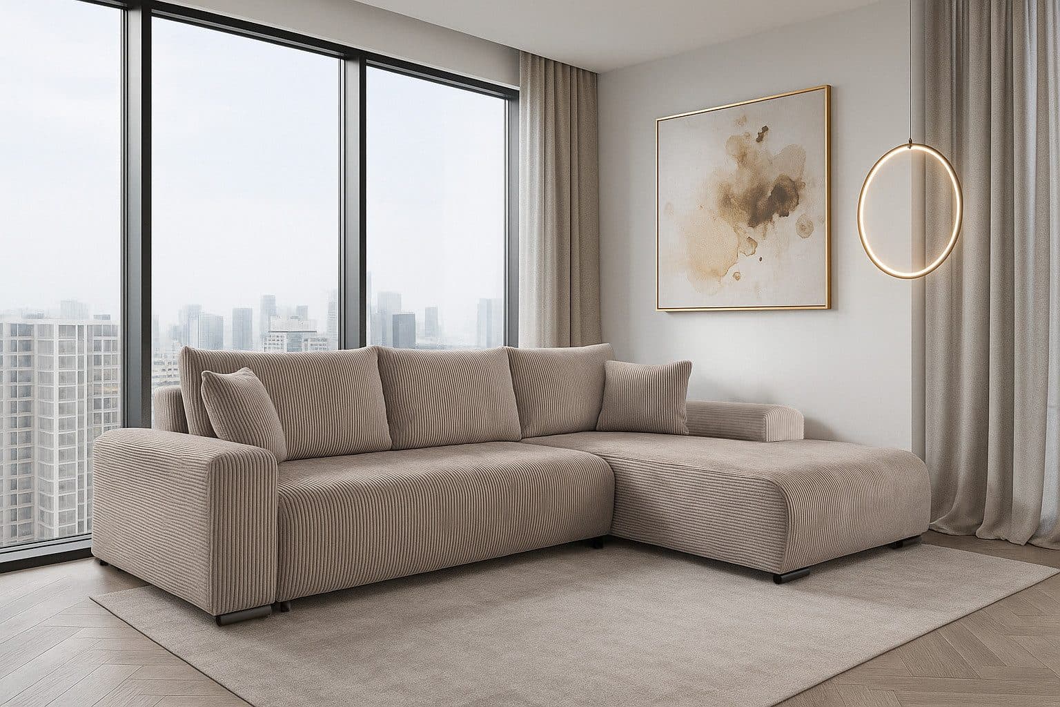 storez24 Ecksofa Soffe Cordstoff L-Form Schlaffunktion - Bild 2