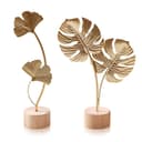 FOUORTUNATE-BEE Dekofigur 2 Stück Ginkgoblatt Monstera Statue Gold Bild 2