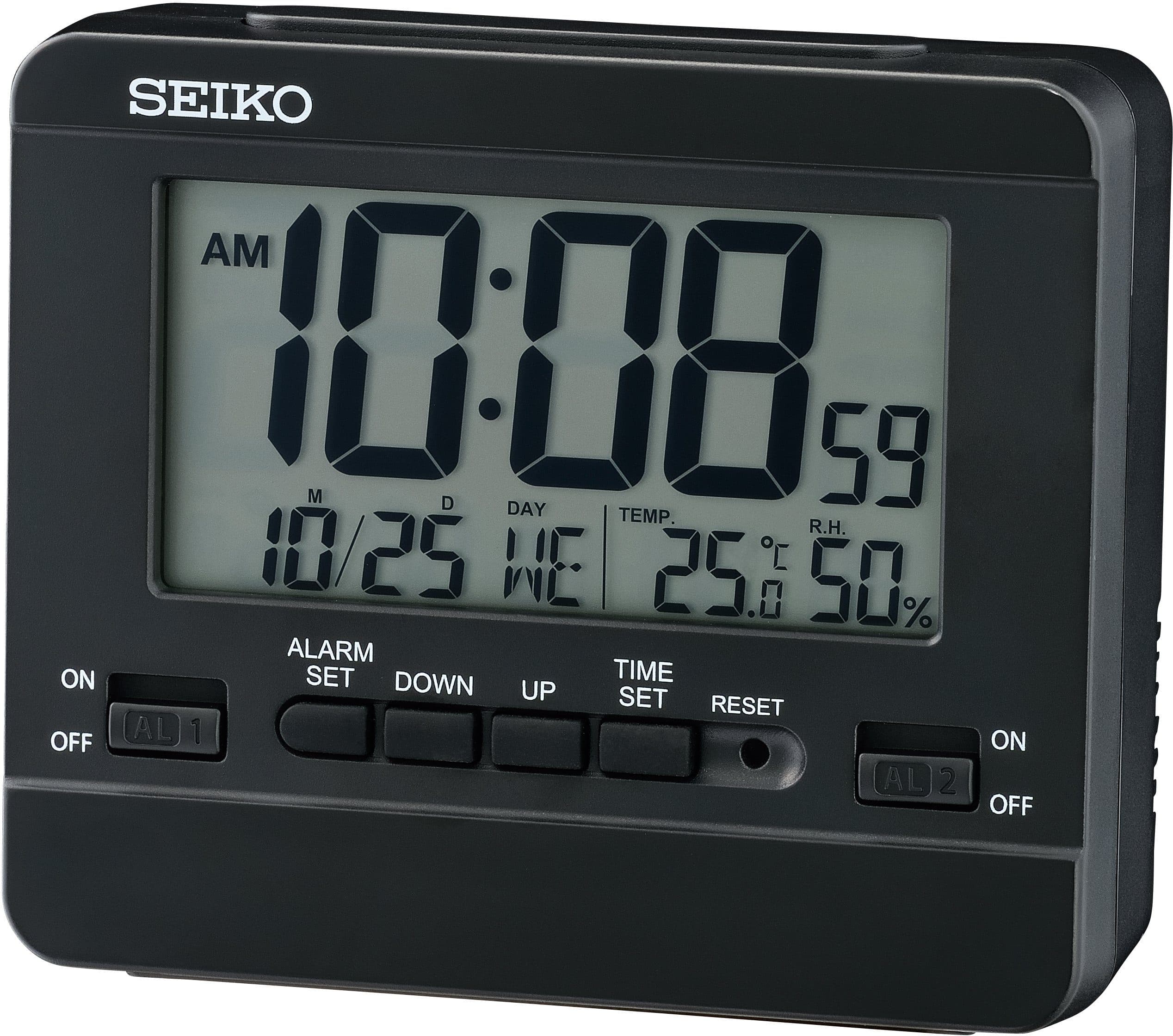 Seiko Quarzwecker QHL086K Digitalwecker Schwarz mit Beleuchtung
