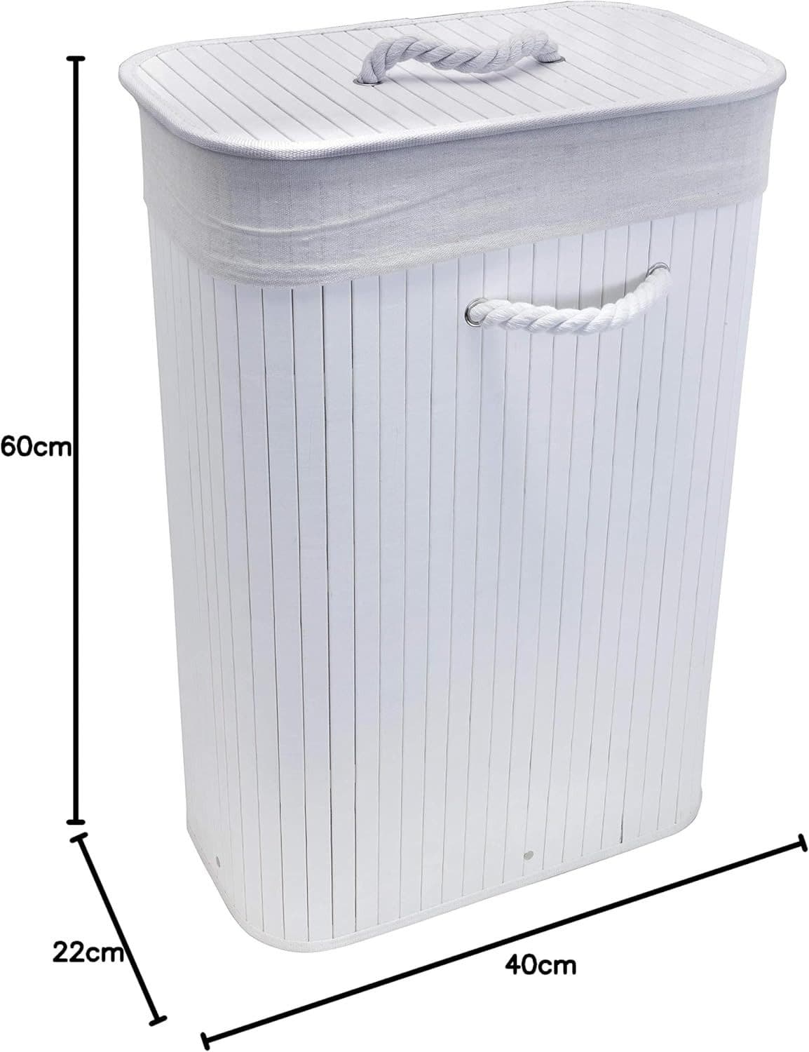 Euroshowers Wäschekorb Bambus Faltbar mit Deckel 75L Weiß