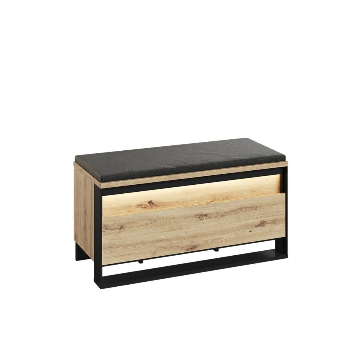 Compleo Sitzbank LIMA mit Stauraum und LED-Leiste Schwarz/Eiche - Bild 2