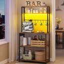 VASAGLE Küchenregal mit LED-Beleuchtung, Steckdosen, verstellbaren Ablagen, 8 Haken Bild 2