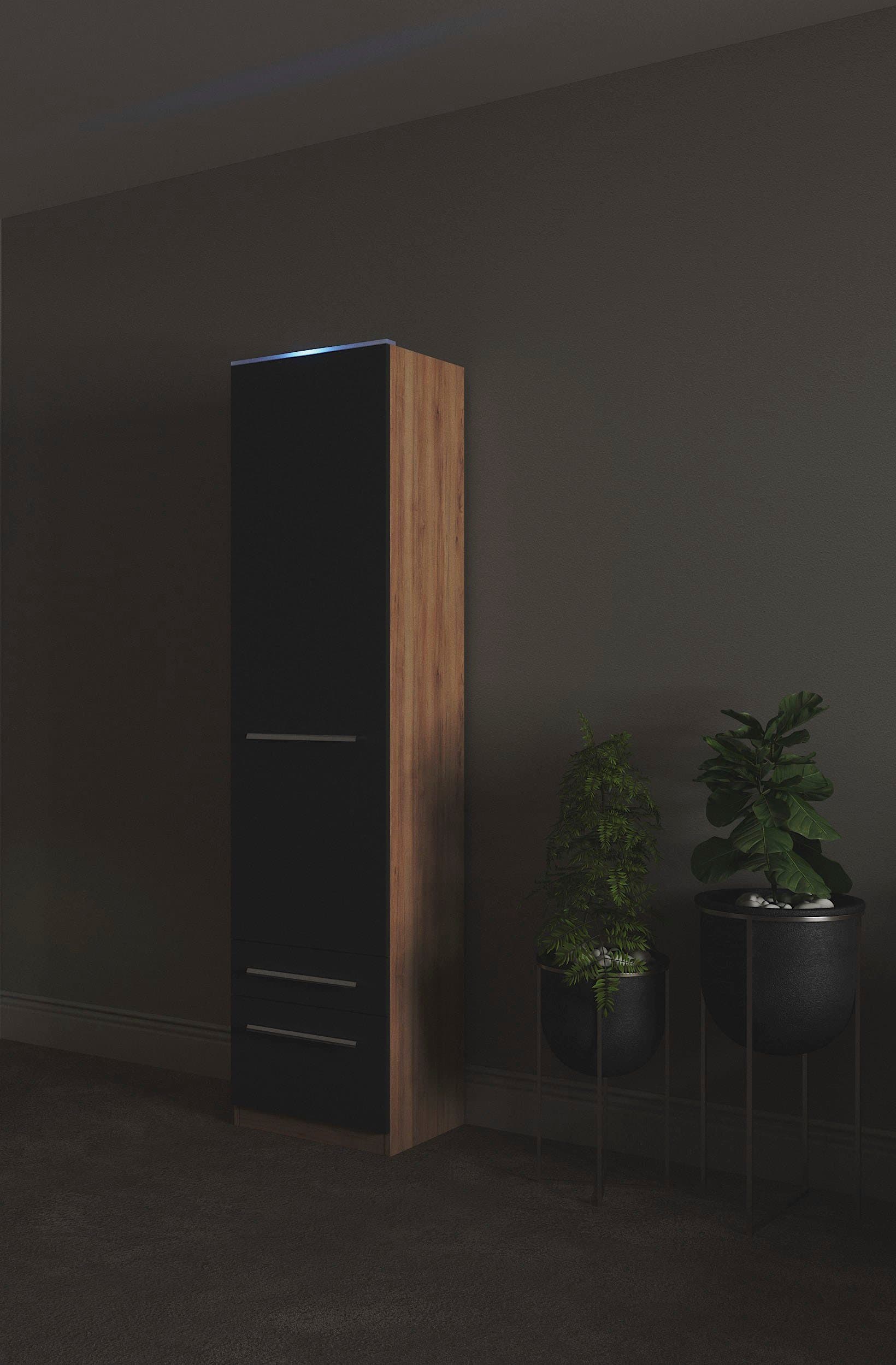 Priess Kleiderschrank Barcelona Braun/Schwarz mit Spiegel - Bild 2