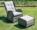 LEX Gartensessel Relaxsessel COMFORT mit Hocker - Grau - Polyrattan Bild 2