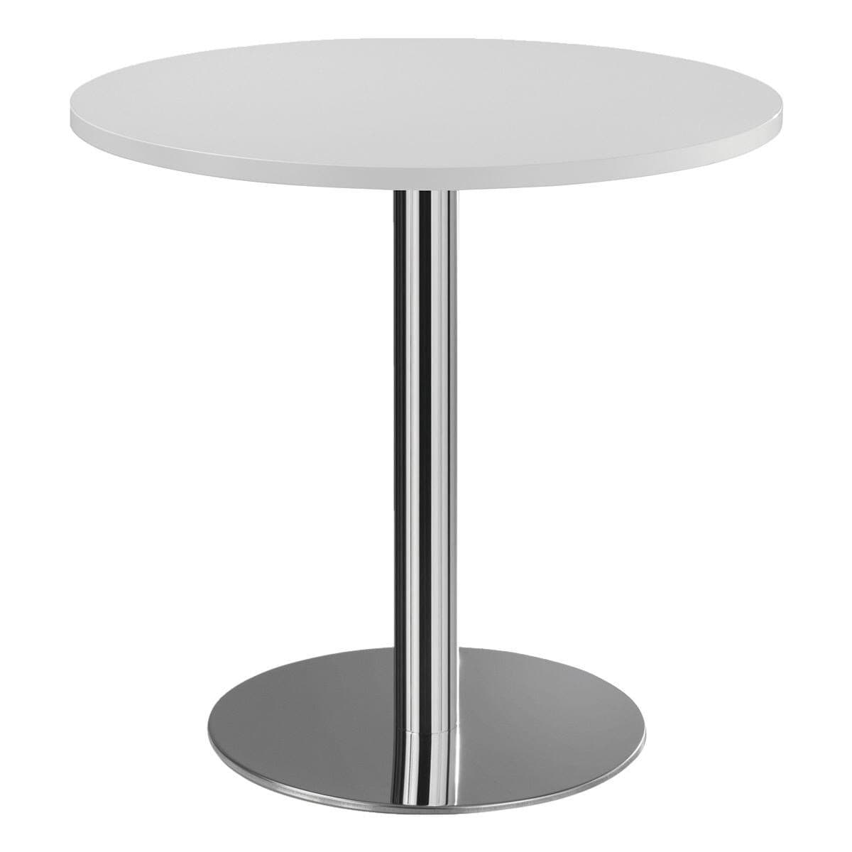 HAMMERBACHER Konferenztisch Meeting Rund Weiß Silber Säulenfuß