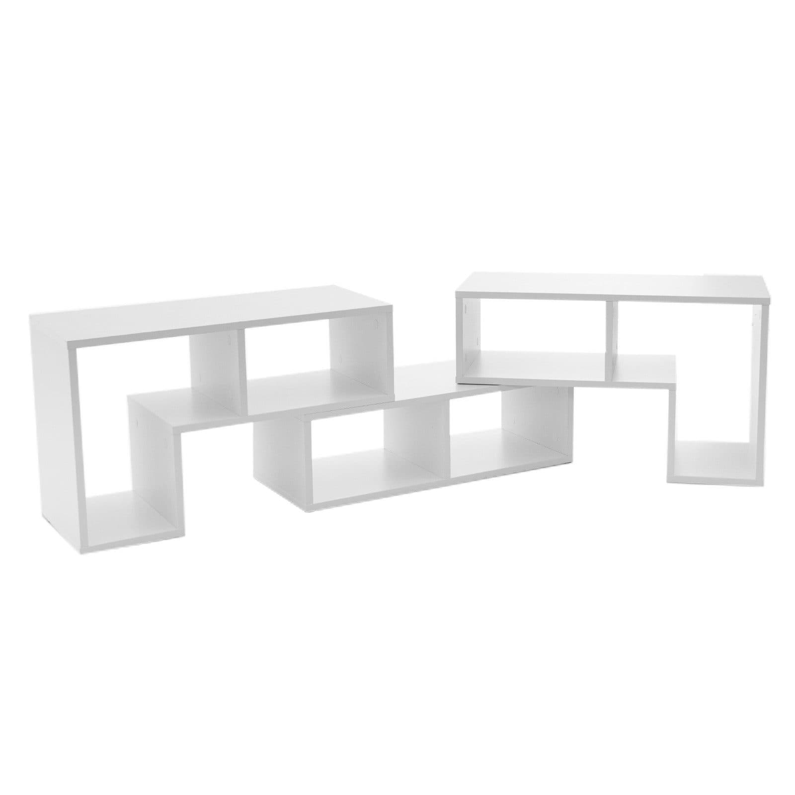 COSTWAY TV-Schrank Eckregal 3-teilig Weiß Ausziehbar - Bild 2