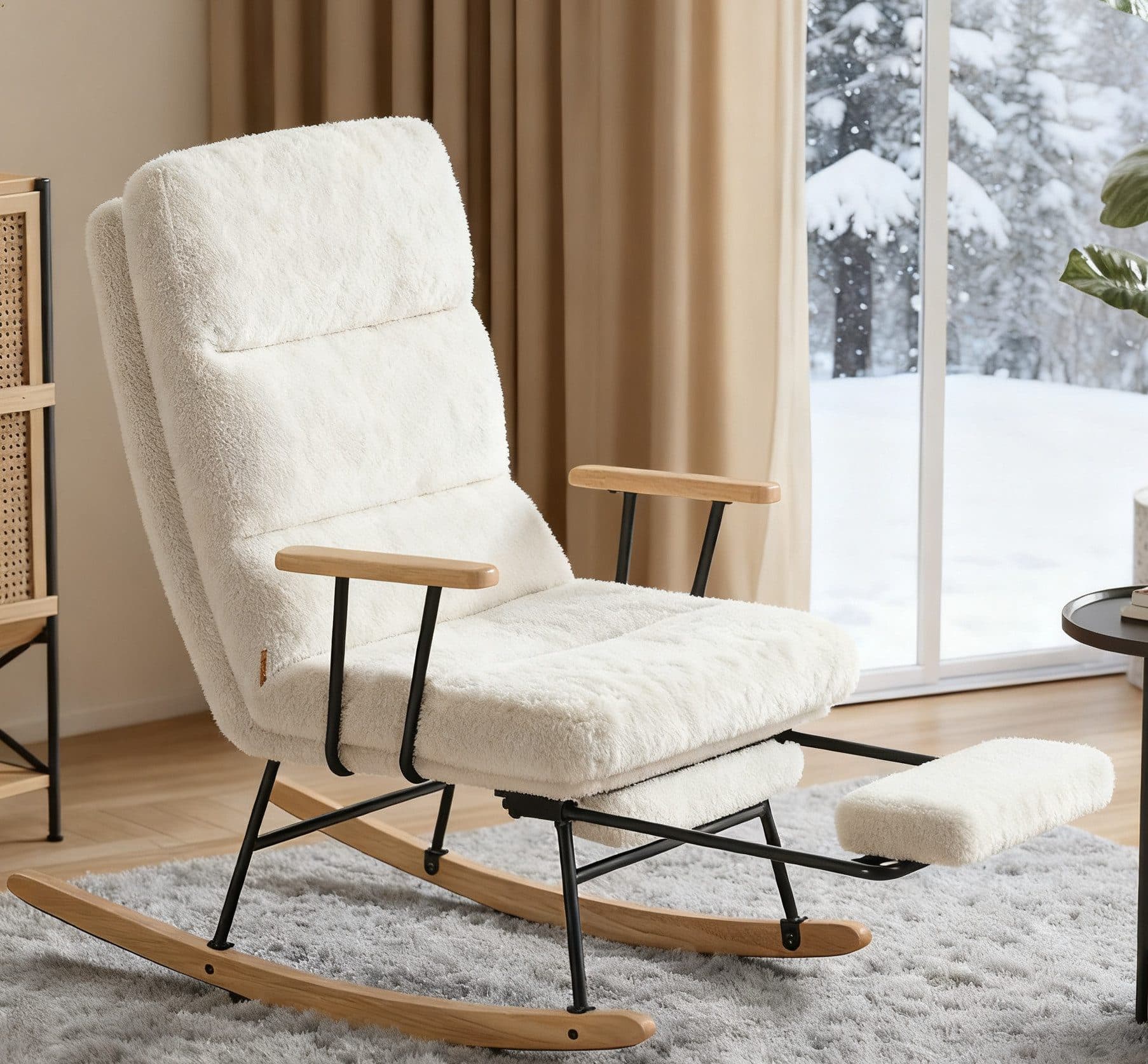SONGMICS Schaukelsessel mit Massivholzfüßen, 4-fach verstellbar, 97x67x100 cm - Bild 2