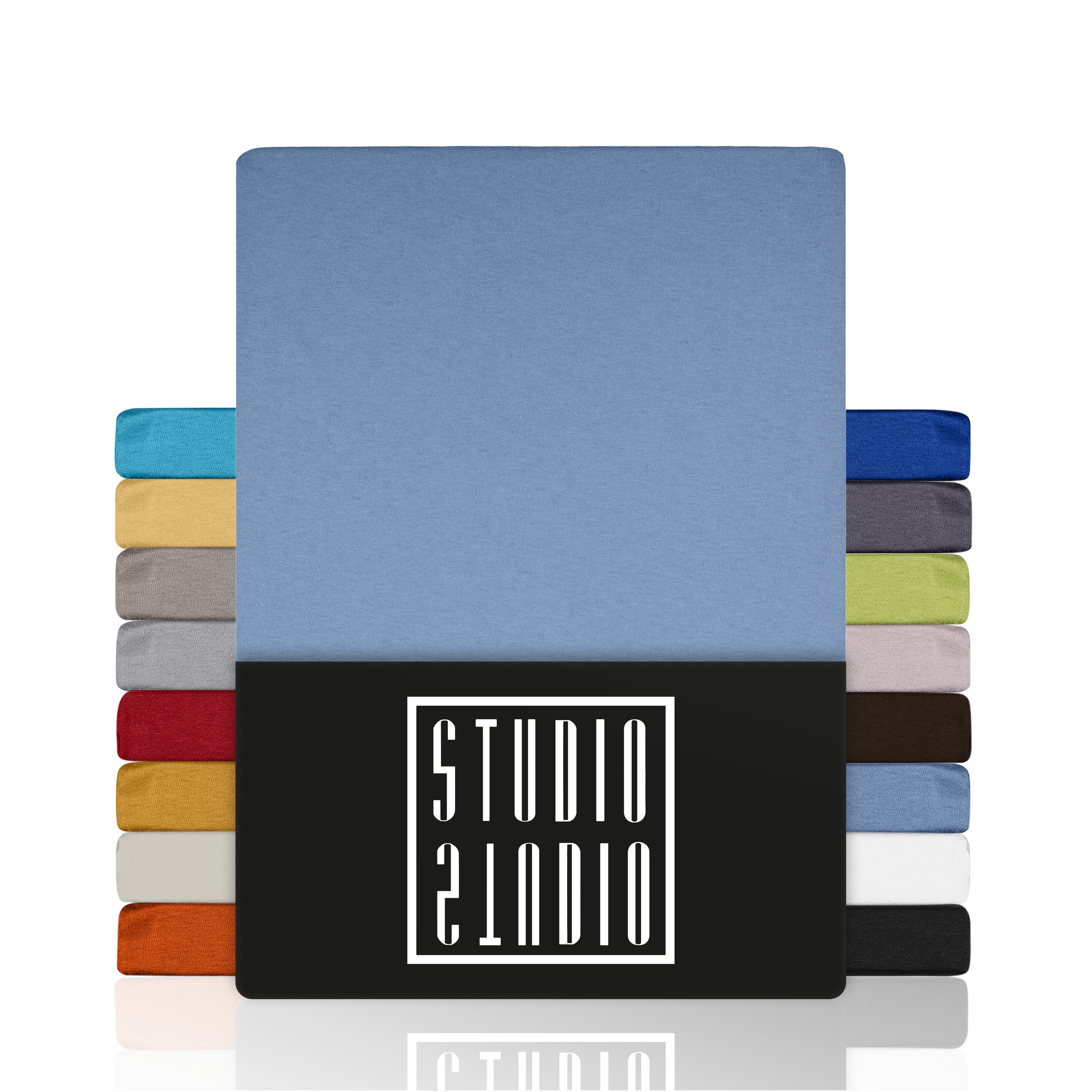 STUDIO Spannbettlaken Basic Mittelblau 100% Baumwolle OEKO-TEX 100 Jersey - Bild 2