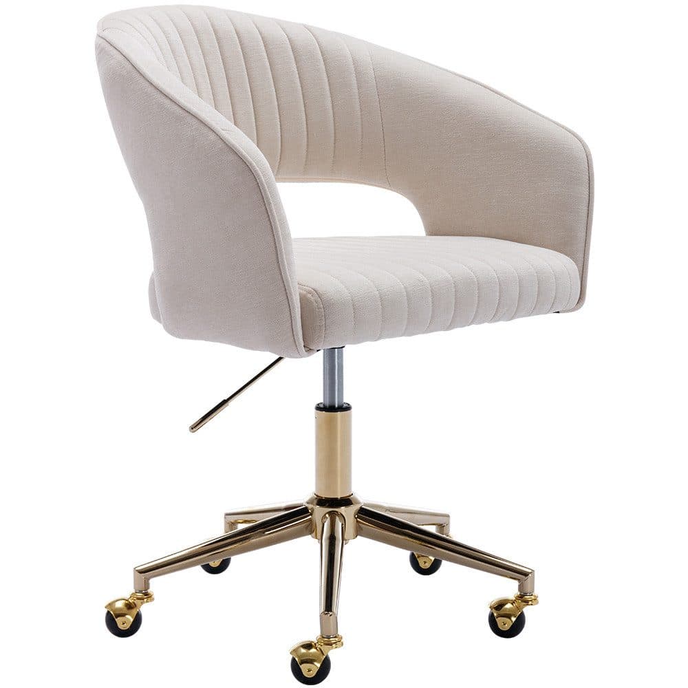 WAHSON OFFICE CHAIRS Bürostuhl aus Chenille, ergonomisch Drehstuhl mit Rollen Beige - Bild 2