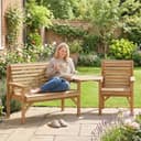 Outsunny Gartenlounge-Set 3-tlg. mit Sonnenschirmloch & abnehmbarem Tisch Bild 2